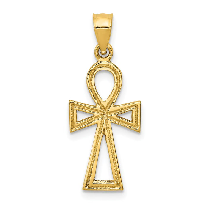Million Charms 14K Yellow Gold Themed Ankh Relgious Cross Charm