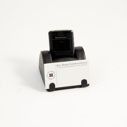Occasion Gallery Black Color Black Leather Mobile Phone & Business Card Holder. 3.25 L x 3.65 W x 2.5 H in.