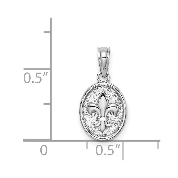 Million Charms 14K White Gold Themed Mini Fleur-De-Lis Charm