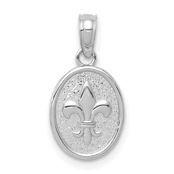 Million Charms 14K White Gold Themed Mini Fleur-De-Lis Charm