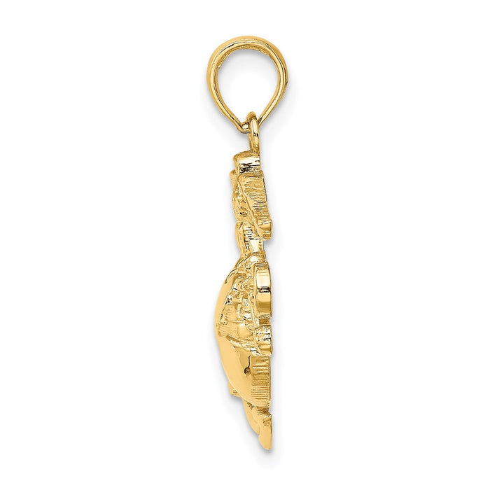 Million Charms 14K Yellow Gold Themed Polished & Textured Marine Corps Charm