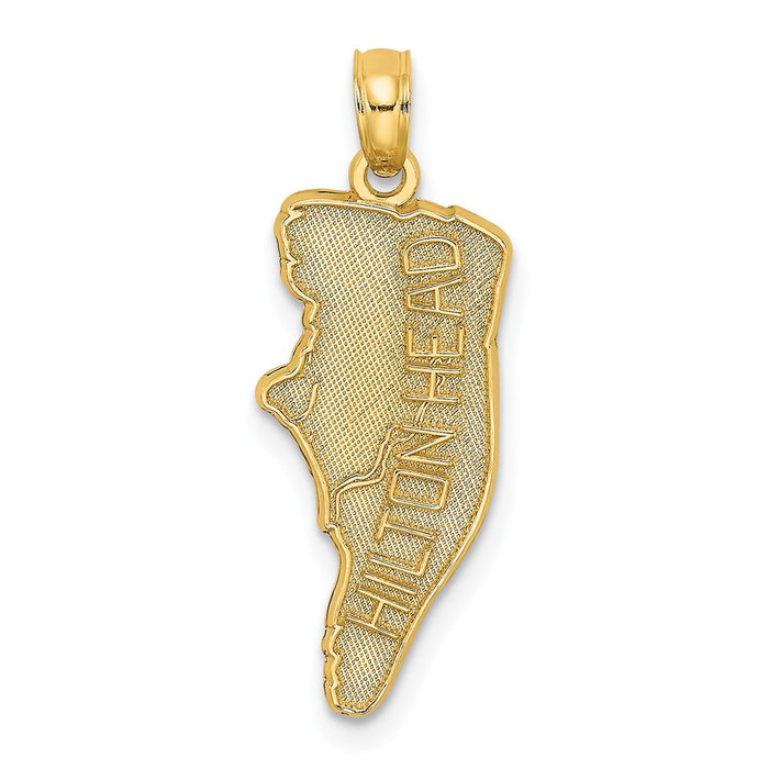 Million Charms 14K Yellow Gold Themed Hilton Head Map Charm