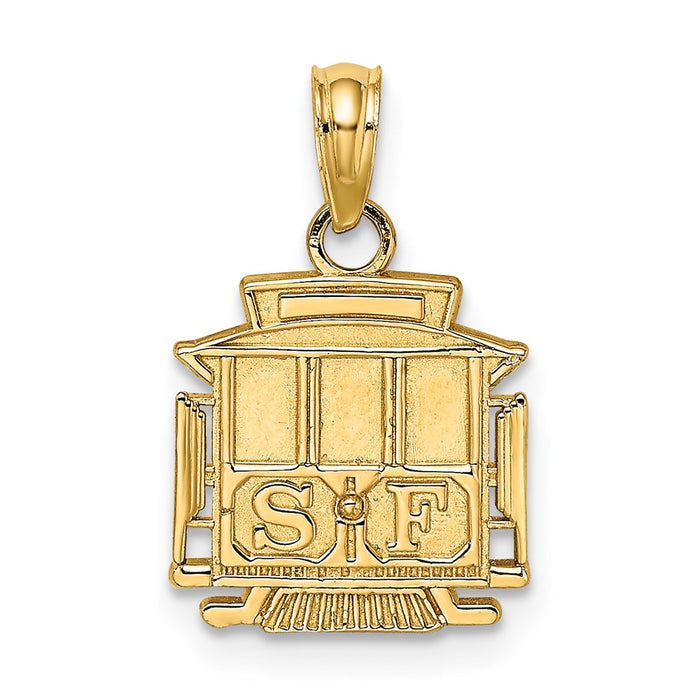 Million Charms 14K Yellow Gold Themed Polished San Francisco Train Charm