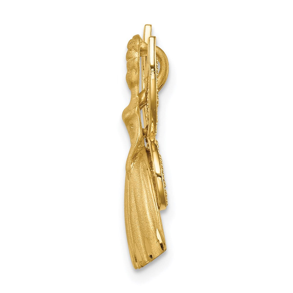 Million Charms 14K Yellow Gold Themed Brushed & Diamond-Cut Filigree Fairy Chain Slide