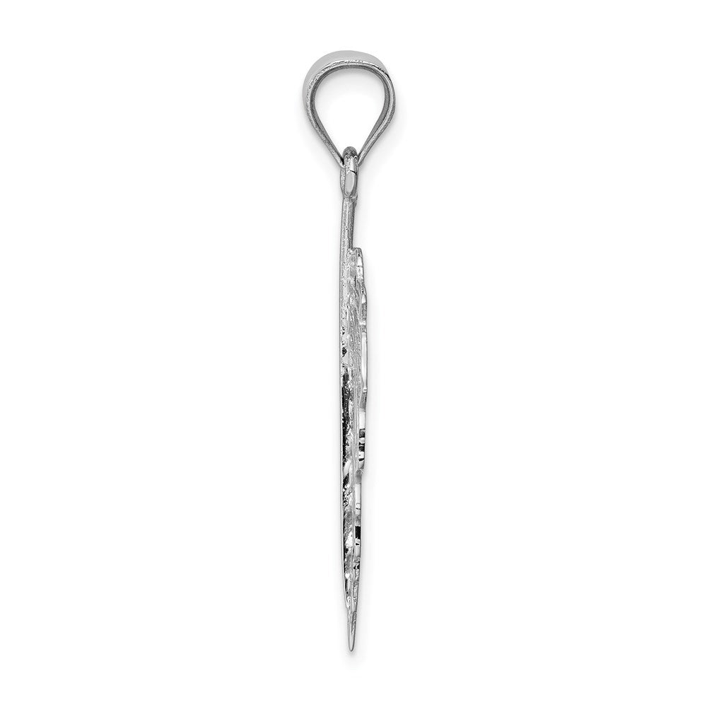 Million Charms 14K White Polished Leaf Pendant