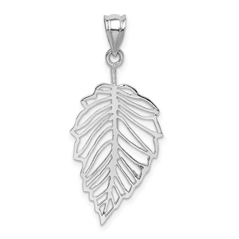 Million Charms 14K White Polished Leaf Pendant