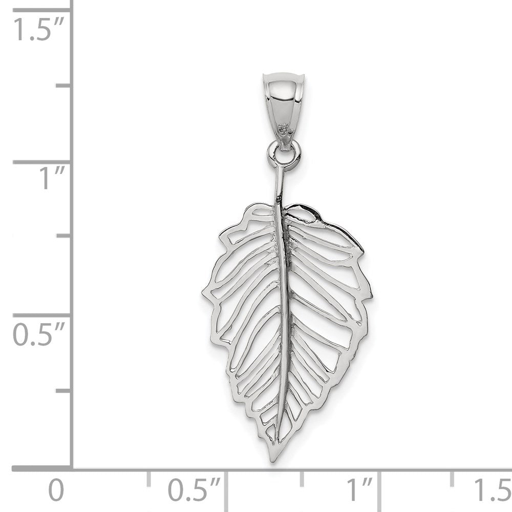 Million Charms 14K White Polished Leaf Pendant