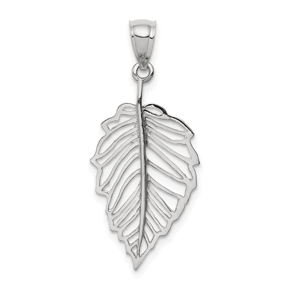 Million Charms 14K White Polished Leaf Pendant
