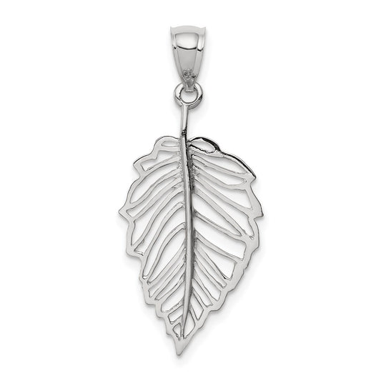 Million Charms 14K White Polished Leaf Pendant