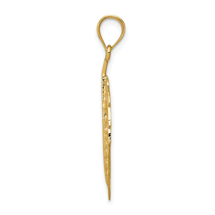 Million Charms 14K Yellow Gold Themed Polished Leaf Pendant
