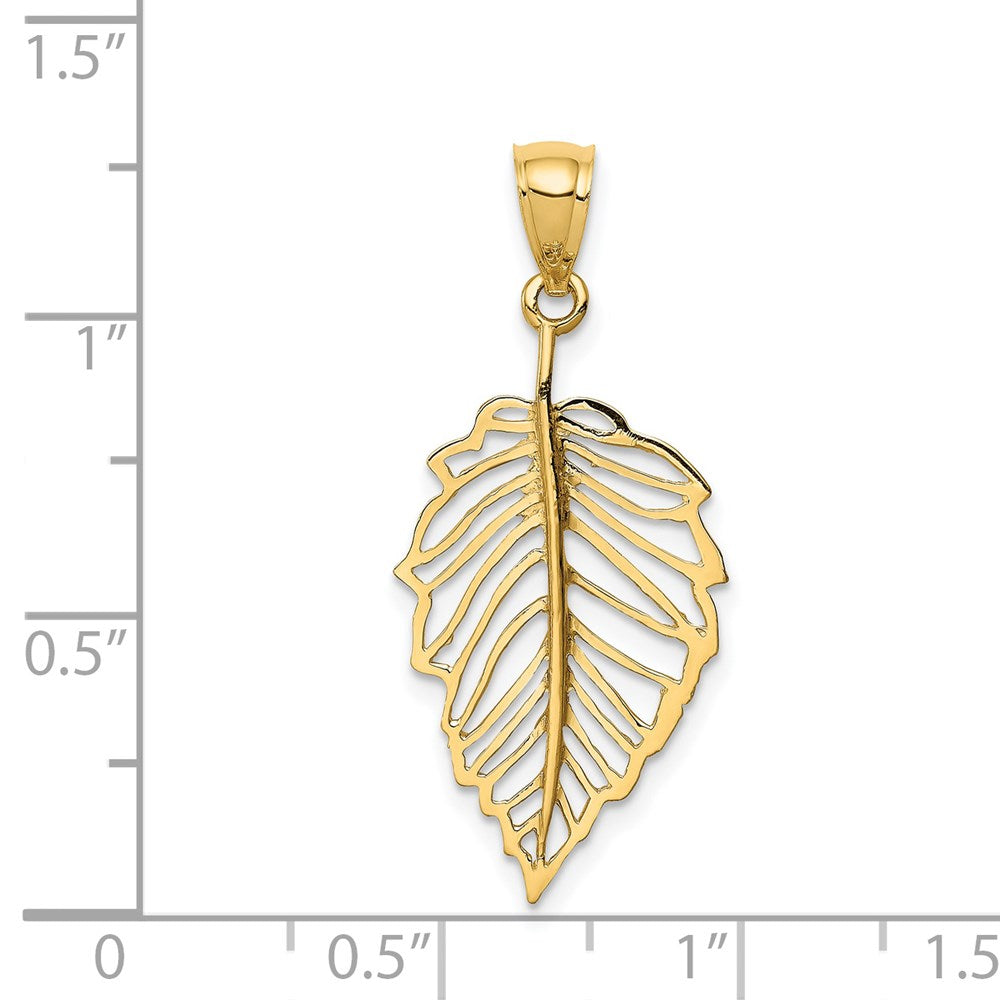 Million Charms 14K Yellow Gold Themed Polished Leaf Pendant