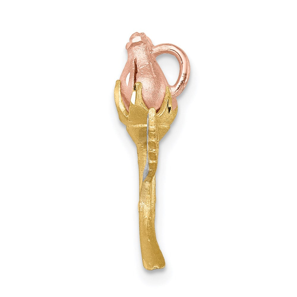 Million Charms 14K Two-Tone White Rhodium-plated Diamond-Cut Polished & Brushed Rose Chain Slide