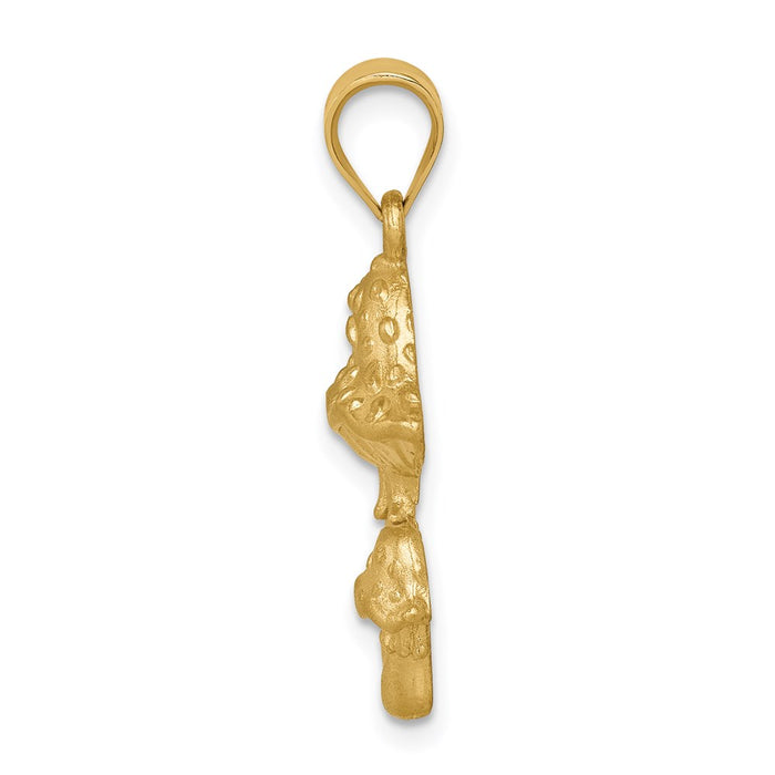 Million Charms 14K Yellow Gold Themed Brushed Mushrooms Pendant
