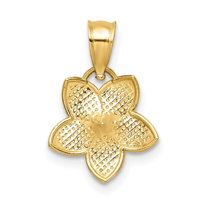 Million Charms 14K Yellow Gold Themed Polished Plumeria Pendant
