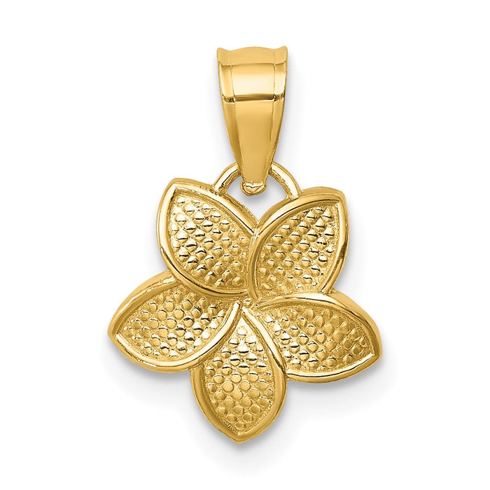 Million Charms 14K Yellow Gold Themed Polished Plumeria Pendant