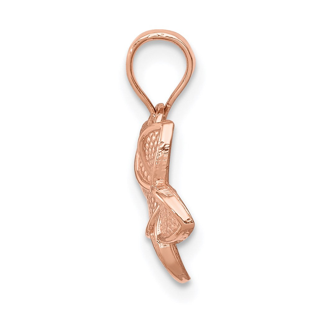 Million Charms 14K Rose Gold Themed Polished Mini Plumeria Pendant