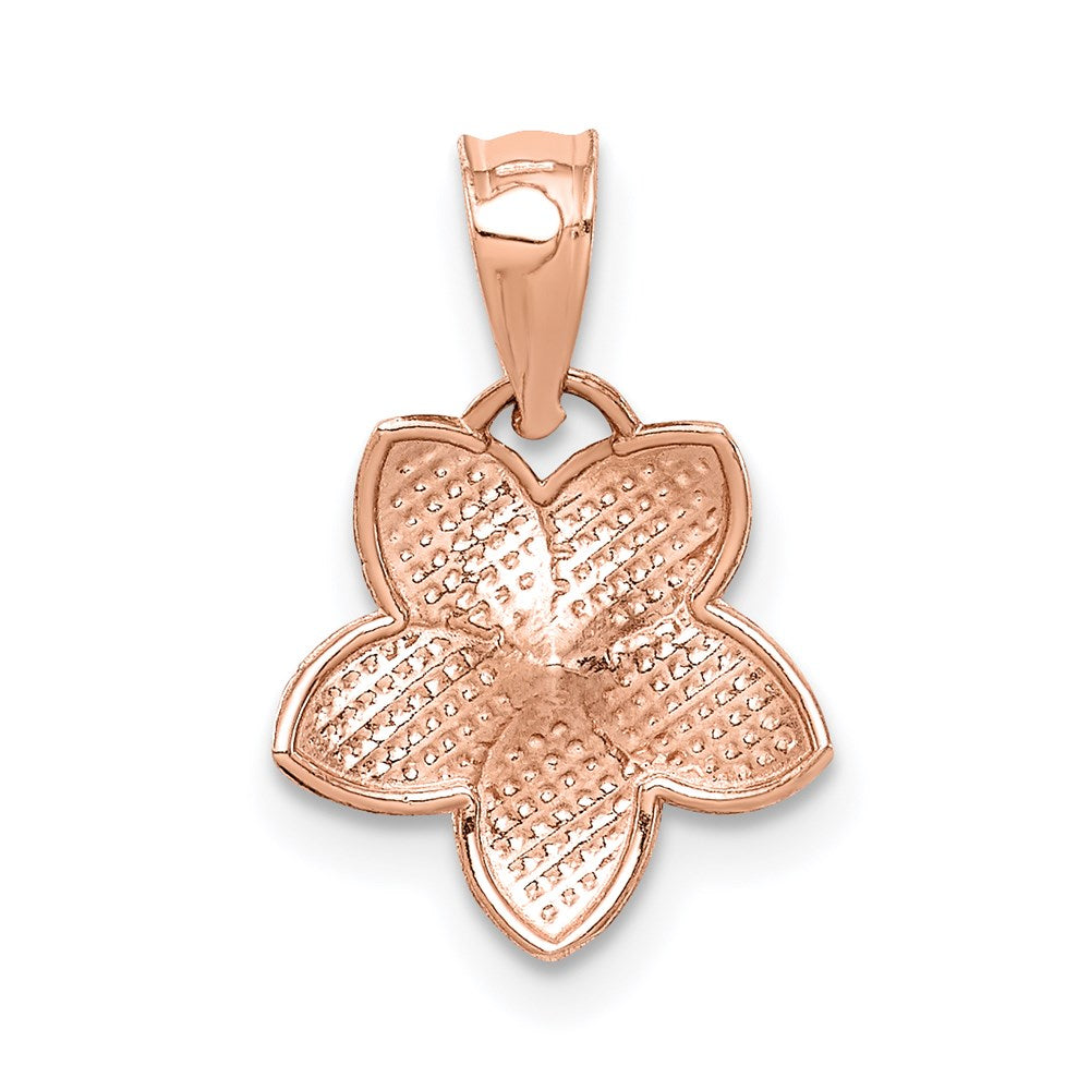 Million Charms 14K Rose Gold Themed Polished Mini Plumeria Pendant