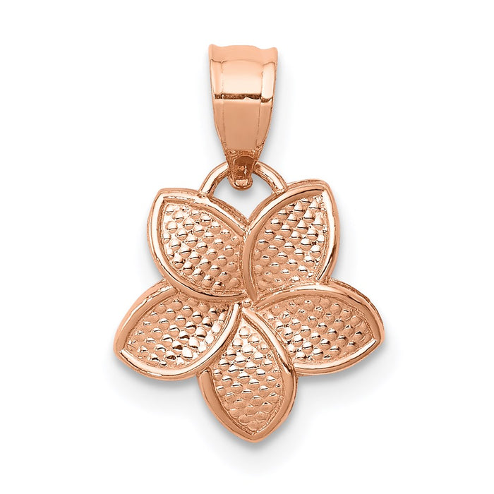 Million Charms 14K Rose Gold Themed Polished Mini Plumeria Pendant