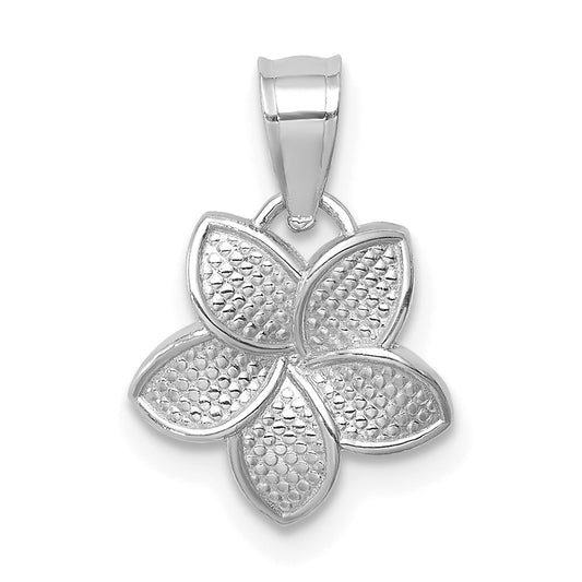 Million Charms 14K White Polished Mini Plumeria Pendant