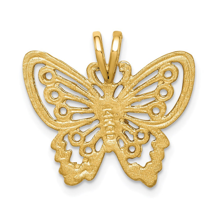 Million Charms 14K Yellow Gold Themed Brushed & Diamond-Cut Butterfly Chain Slide