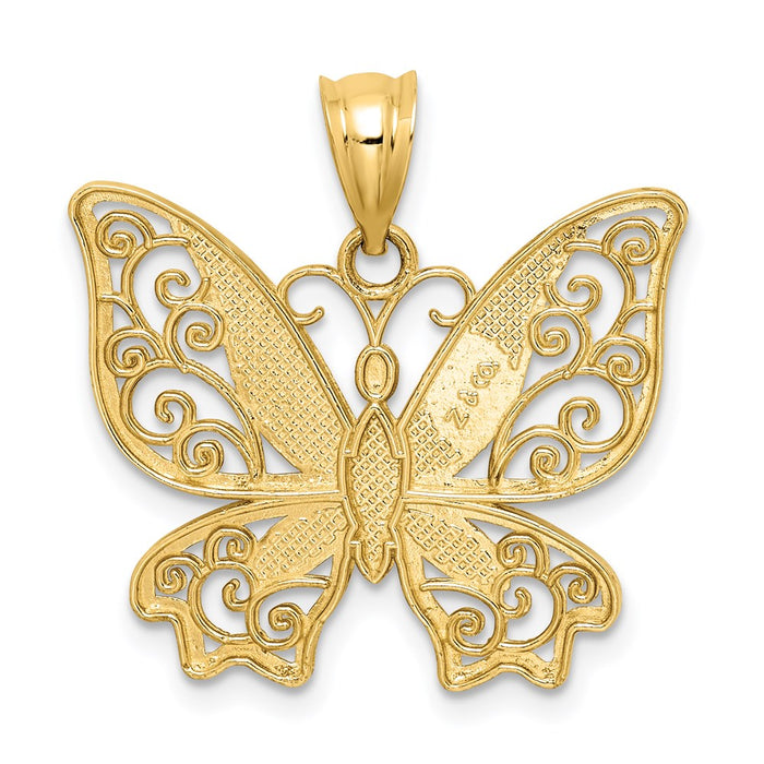 Million Charms 14K Yellow Gold Themed Polished Butterfly Pendant