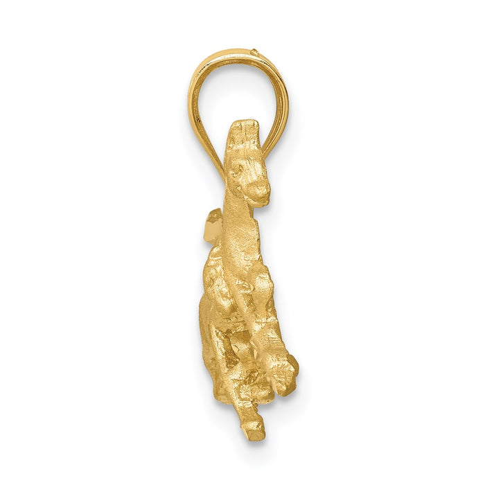 Million Charms 14K Yellow Gold Themed Brushed & Diamond-Cut Running Horses Pendant