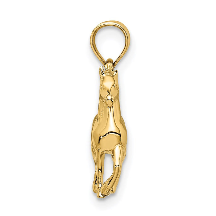 Million Charms 14K Yellow Gold Themed Polished 3D Horse Pendant