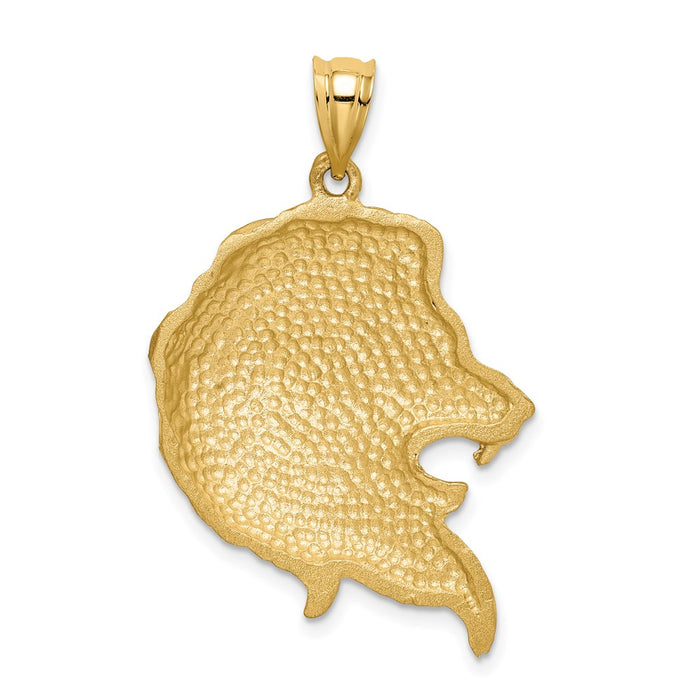 Million Charms 14K Yellow Gold Themed Brushed & Diamond-Cut Lion Head Pendant