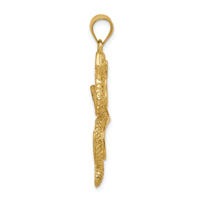 Million Charms 14K Yellow Gold Themed Polished & Textured Snake Pendant