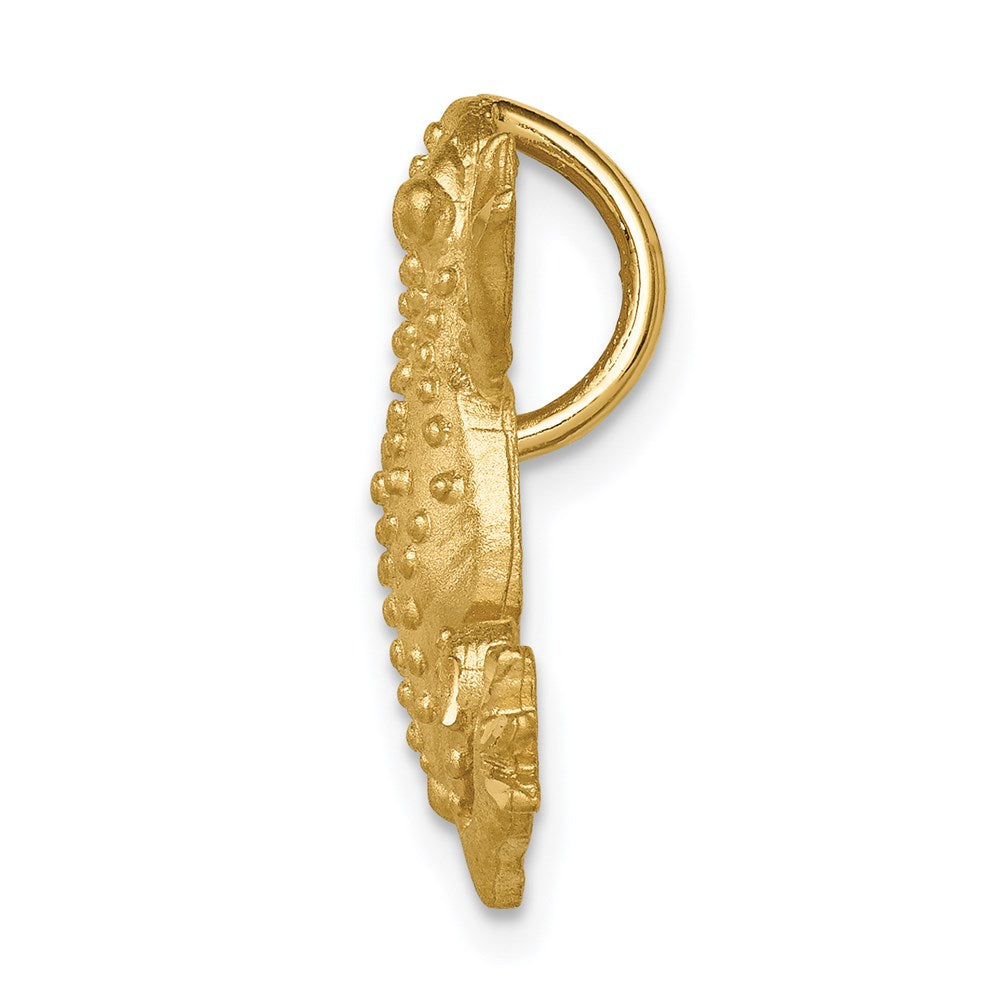 Million Charms 14K Yellow Gold Themed Brushed & Diamond-Cut Textured Frog Chain Slide