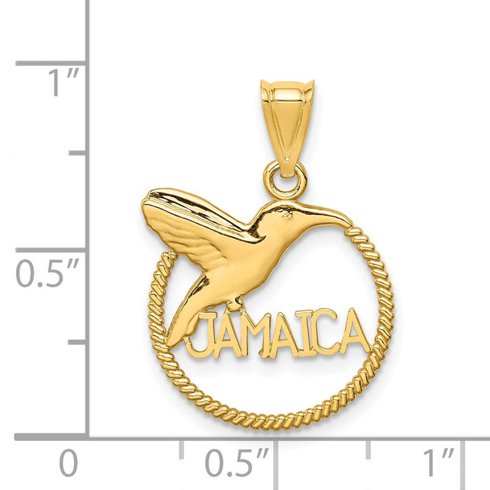 Million Charms 14K Yellow Gold Themed Polished Hummingbird Jamaica Pendant