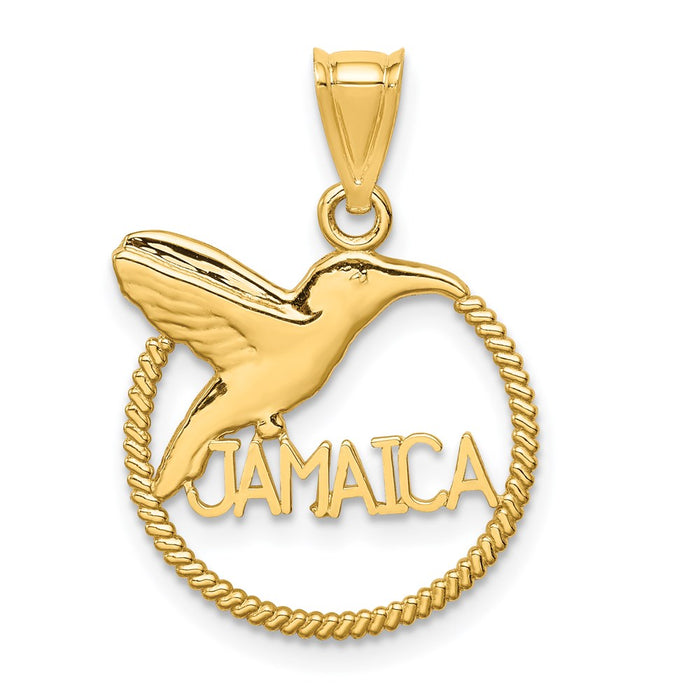 Million Charms 14K Yellow Gold Themed Polished Hummingbird Jamaica Pendant