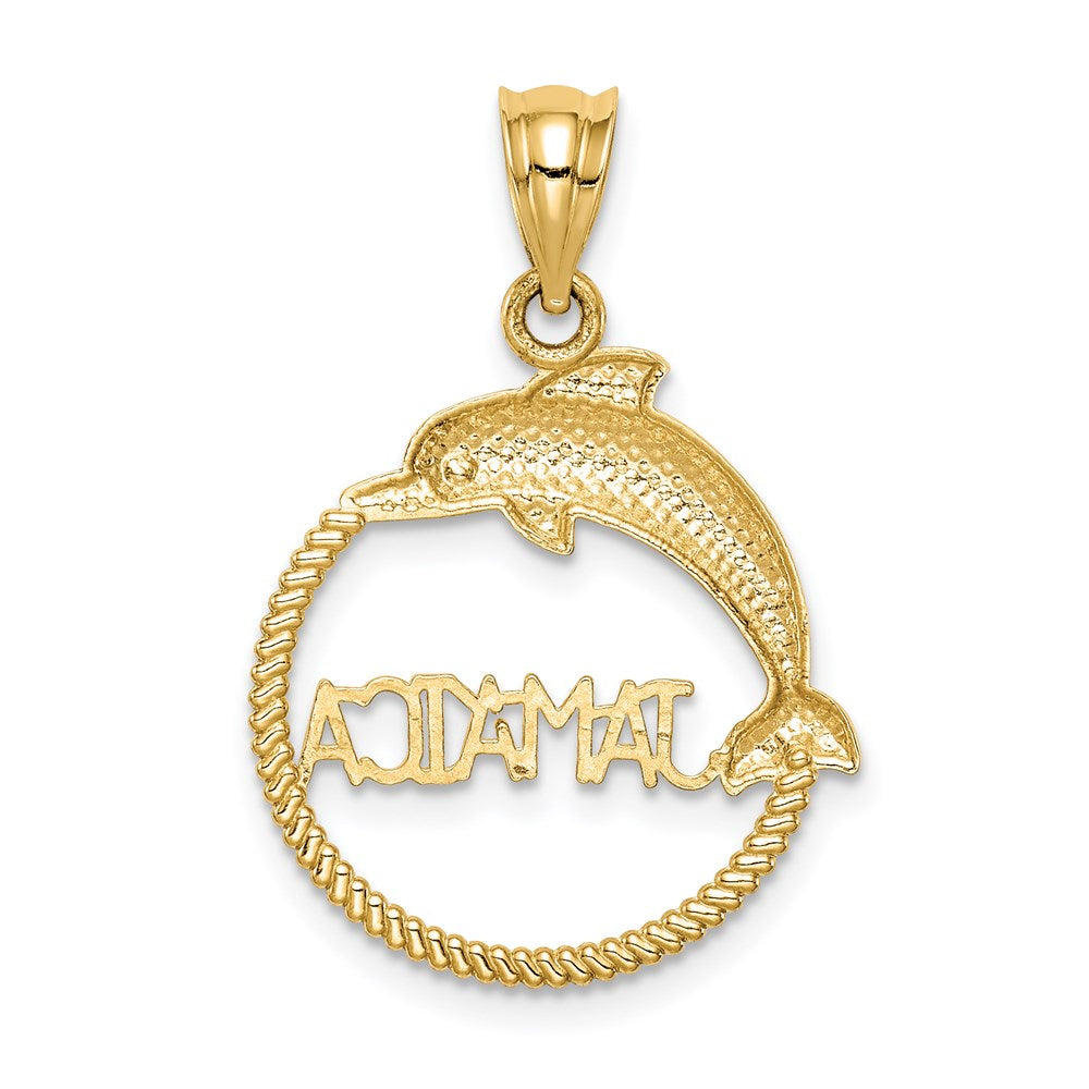 Million Charms 14K Yellow Gold Themed Polished Dolphin Jamaica Pendant