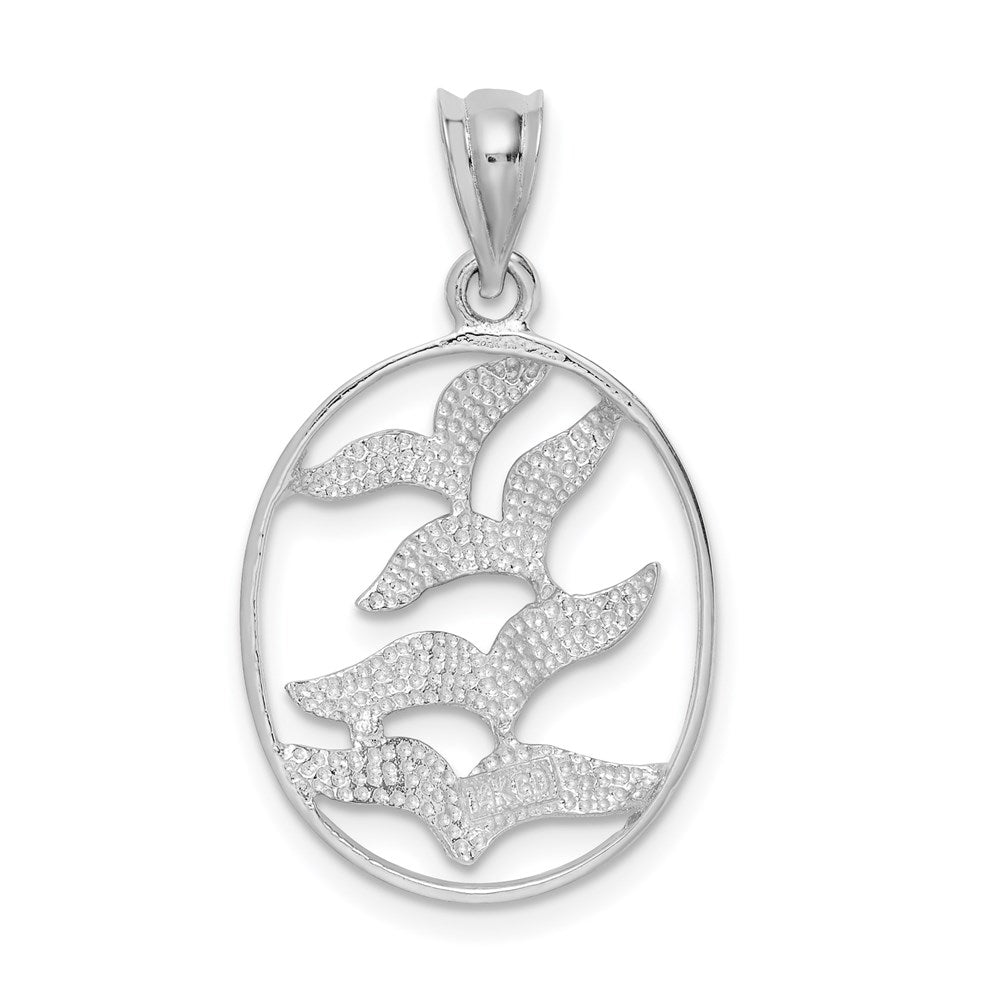 Million Charms 14K Yellow Gold Themed With Rhodium-plated Polished Birds Pendant