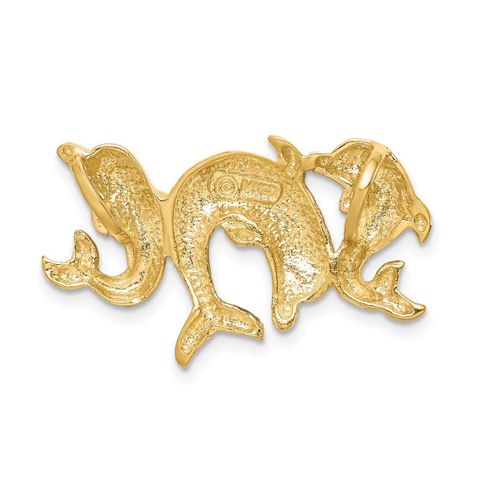 Million Charms 14K Yellow Gold Themed Polished Dolphins Slide