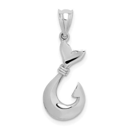 Million Charms 14K White Polished Fish Hook Pendant