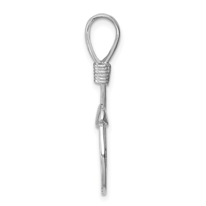 Million Charms 14K White Polished Fish Hook Pendant