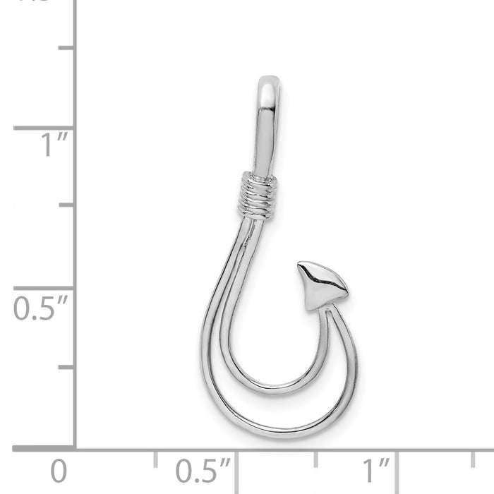 Million Charms 14K White Polished Fish Hook Pendant