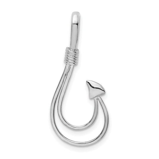 Million Charms 14K White Polished Fish Hook Pendant