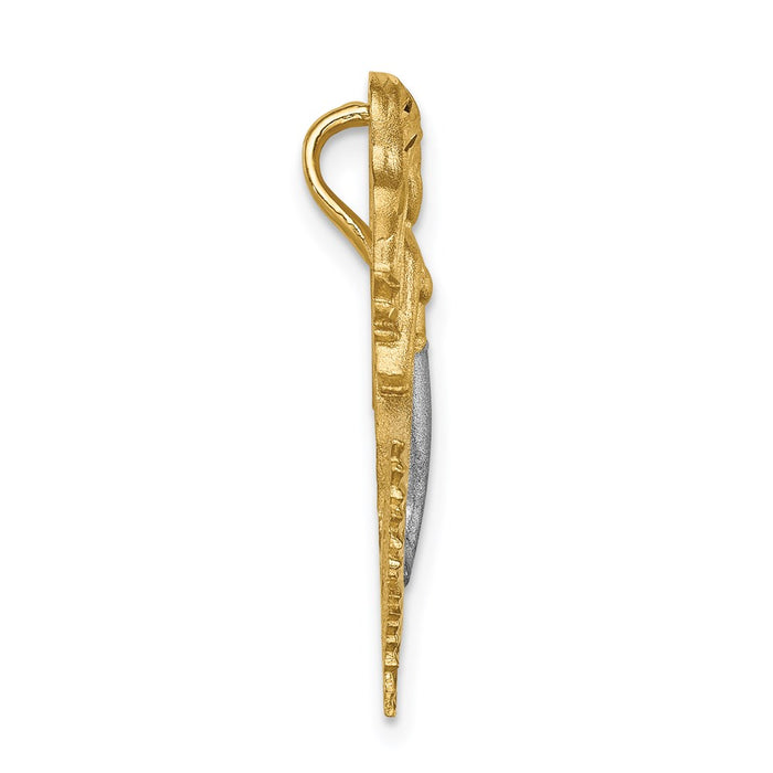 Million Charms 14K Yellow Gold Themed With Rhodium-plated Brushed & Diamond-Cut Mermaid Chain Slide