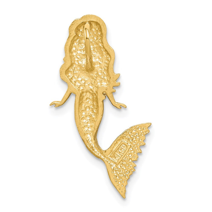 Million Charms 14K Yellow Gold Themed With Rhodium-plated Brushed & Diamond-Cut Mermaid Chain Slide