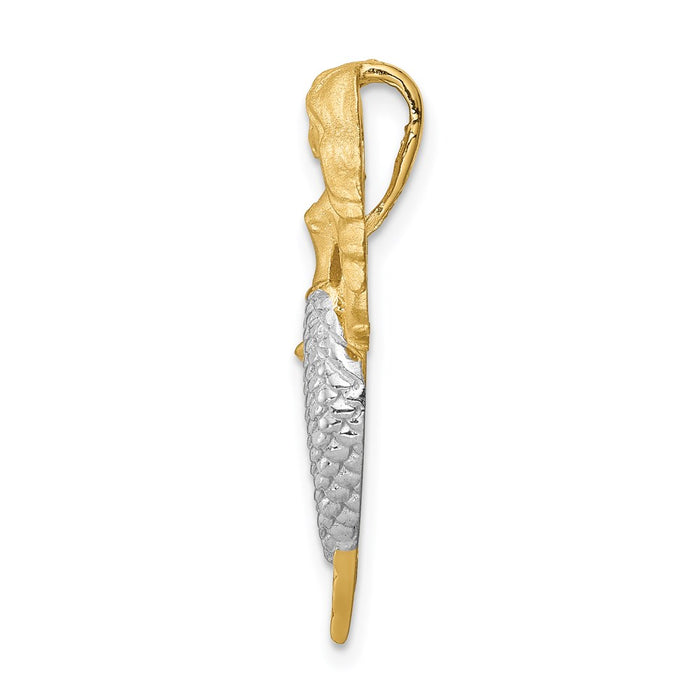 Million Charms 14K Yellow Gold Themed With Rhodium-plated Brushed Mermaid Slide
