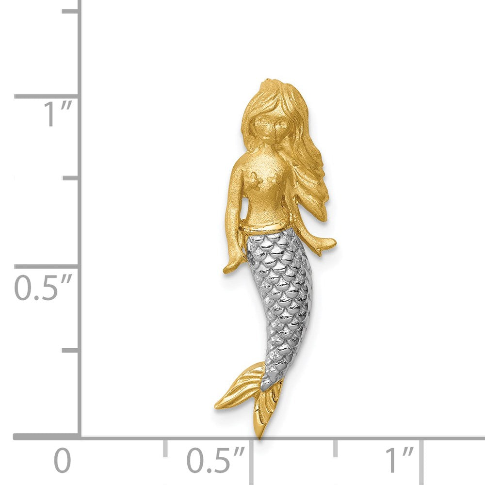 Million Charms 14K Yellow Gold Themed With Rhodium-plated Brushed Mermaid Slide