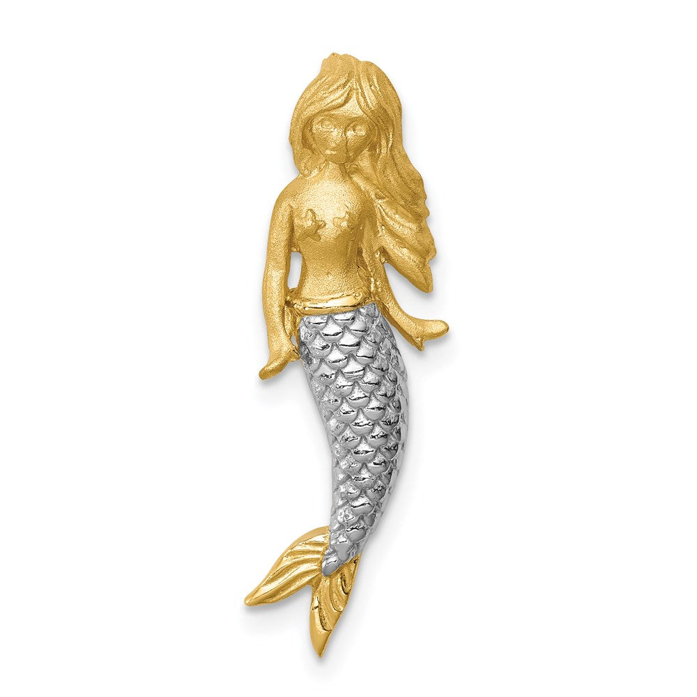 Million Charms 14K Yellow Gold Themed With Rhodium-plated Brushed Mermaid Slide