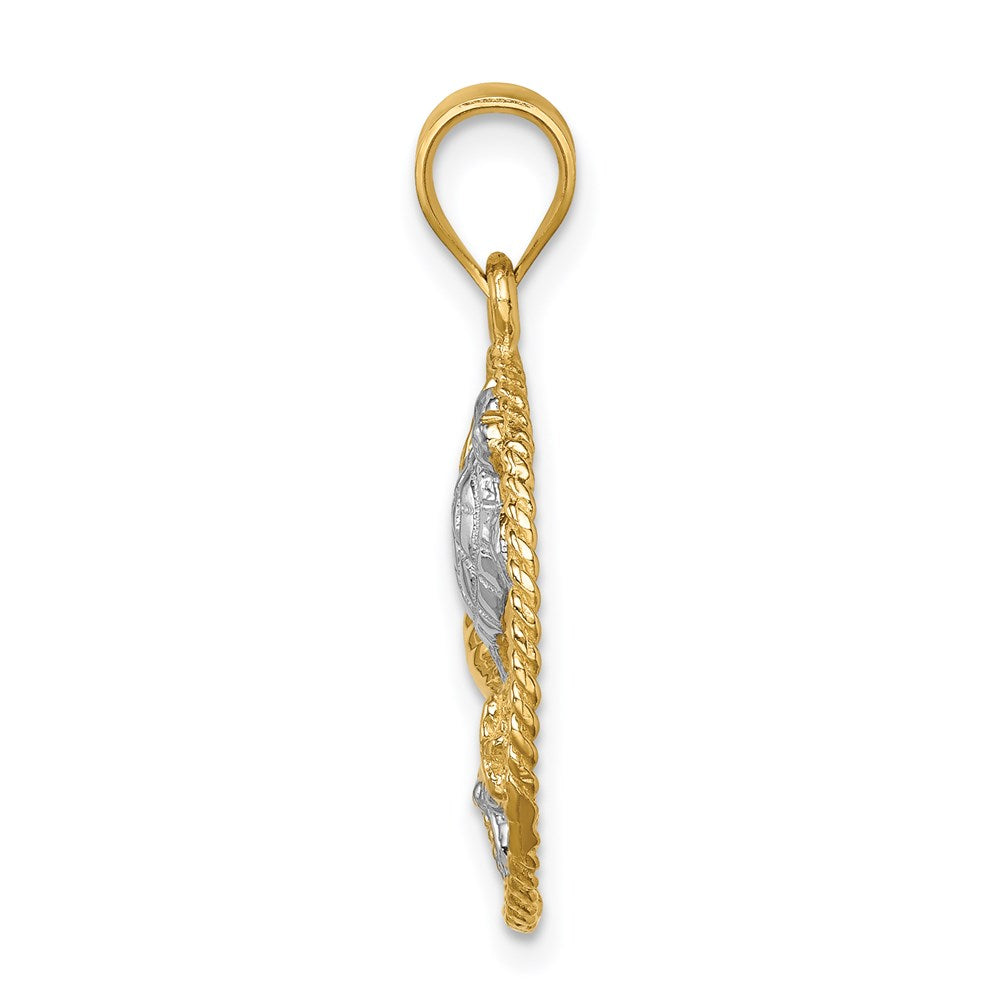 Million Charms 14K Yellow Gold Themed With Rhodium-plated Polished Sealife Pendant
