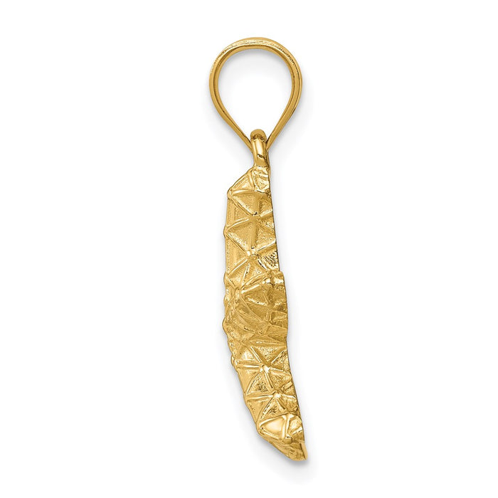 Million Charms 14K Yellow Gold Themed Polished & Textured Nautical Starfish Pendant