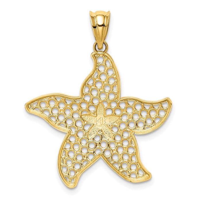 Million Charms 14K Yellow Gold Themed Polished Nautical Starfish Pendant