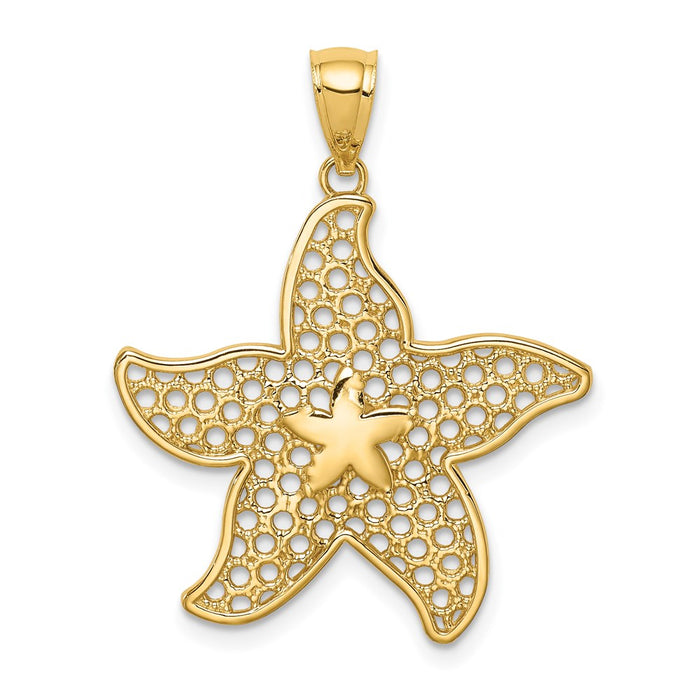 Million Charms 14K Yellow Gold Themed Polished Nautical Starfish Pendant