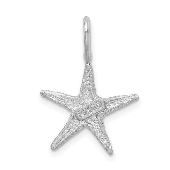 Million Charms 14K Yellow Gold Themed Brushed & Diamond-Cut Nautical Starfish Pendant