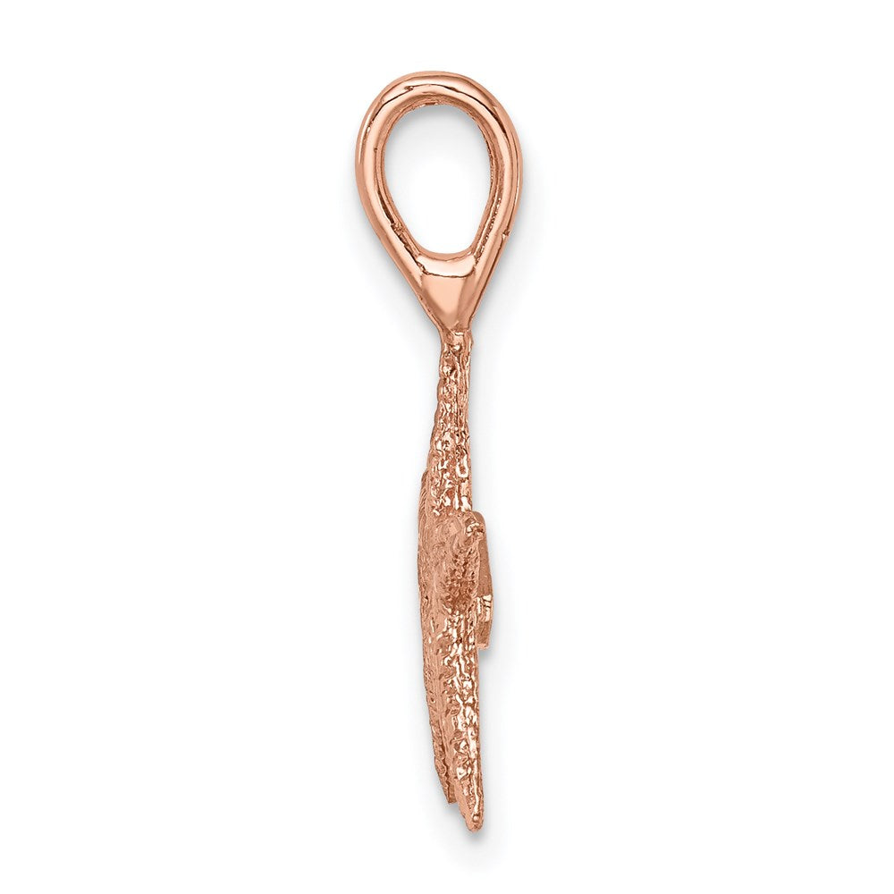 Million Charms 14K Rose Gold Themed Brushed & Diamond-Cut Nautical Starfish Pendant